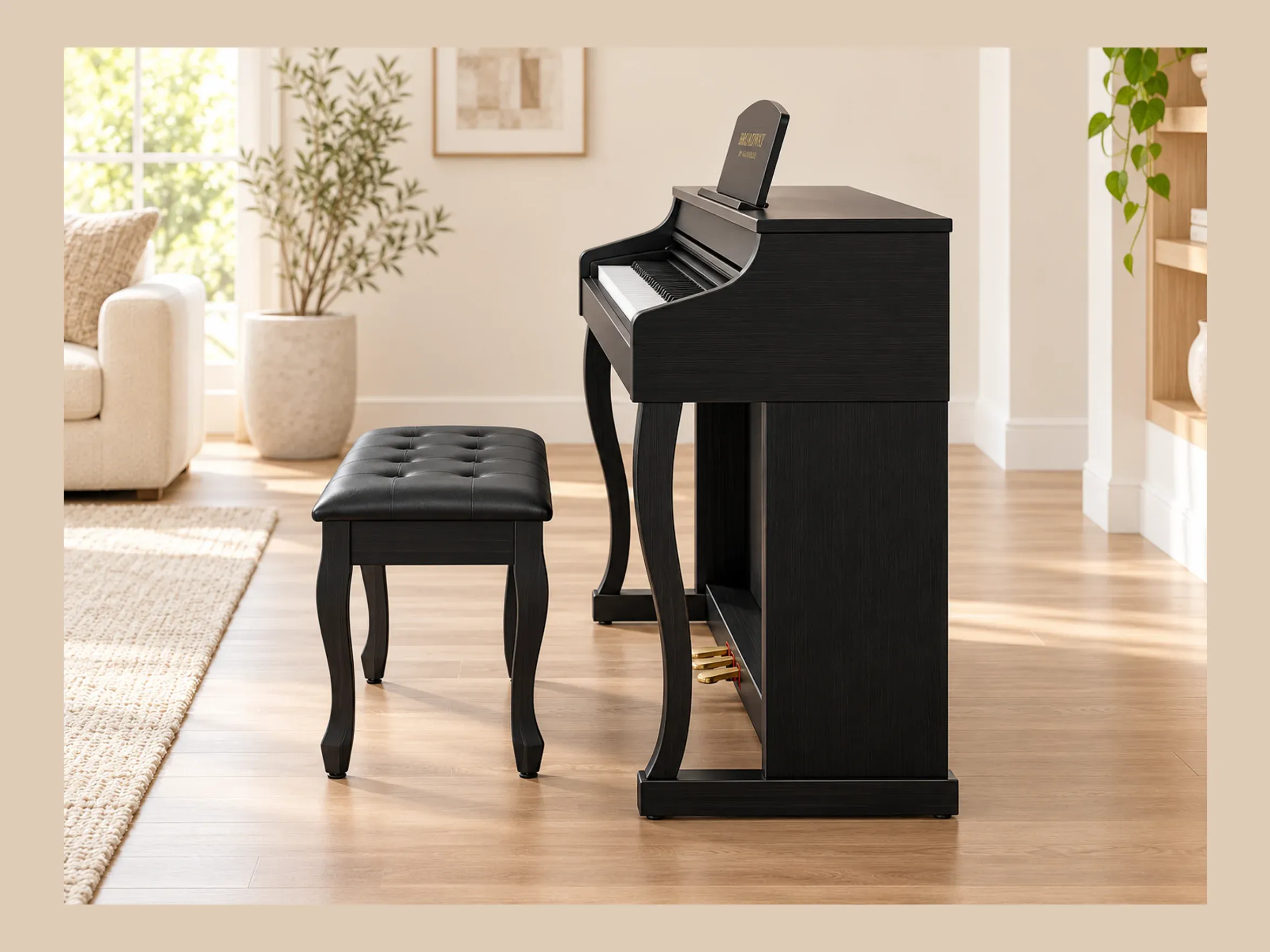 Broadway by Nashville Concerto Upright – Black – angled back view